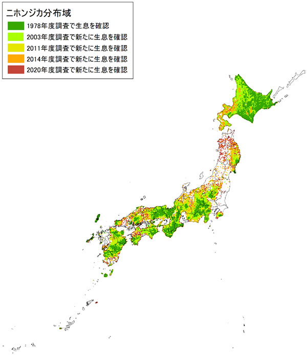 ニホンジカの生息分布図