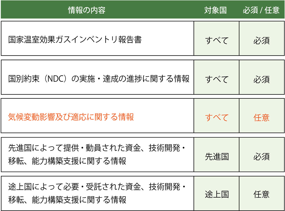 隔年透明性報告書（Biennial Transparency Report: BTR）に記載する内容