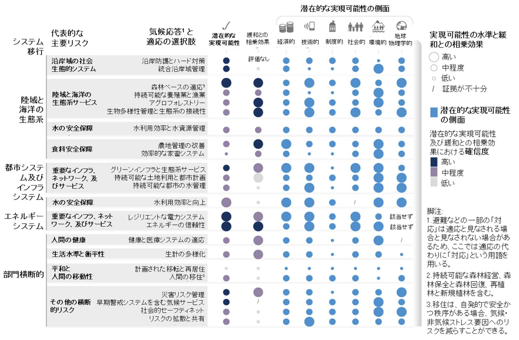 気候変動適応とその他の課題とのシナジー・トレードオフの関係図