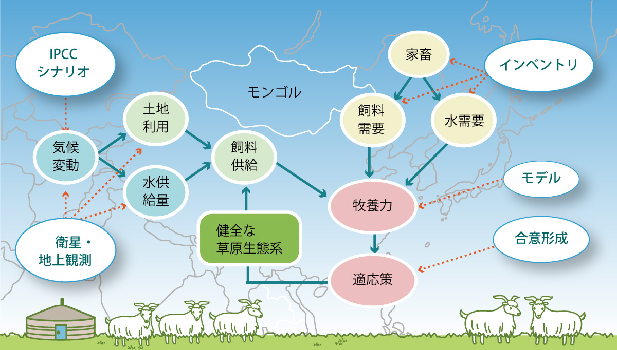 図1　牧草地の養牧力および適応策の評価システム