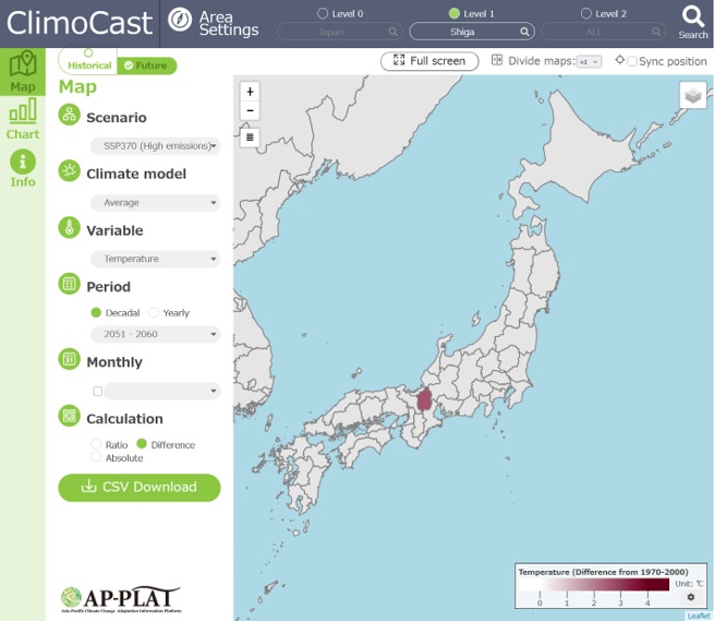 ClimoCastで表示した滋賀県