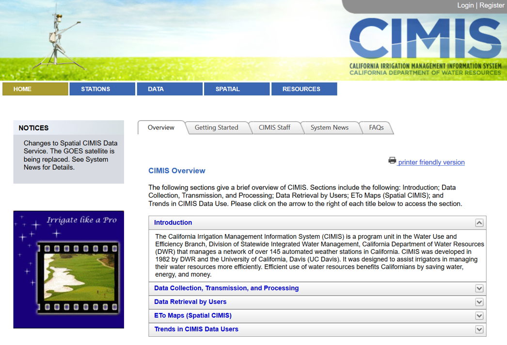 灌漑予測システム（CIMIS）