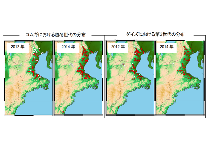 ミナミアオカメムシの越冬可能地域予測技術の開発のページへ移動