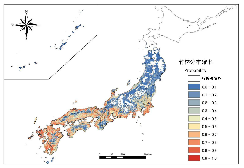 竹林の分布可能域の図
