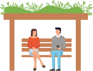 緑陰、人工日除け等