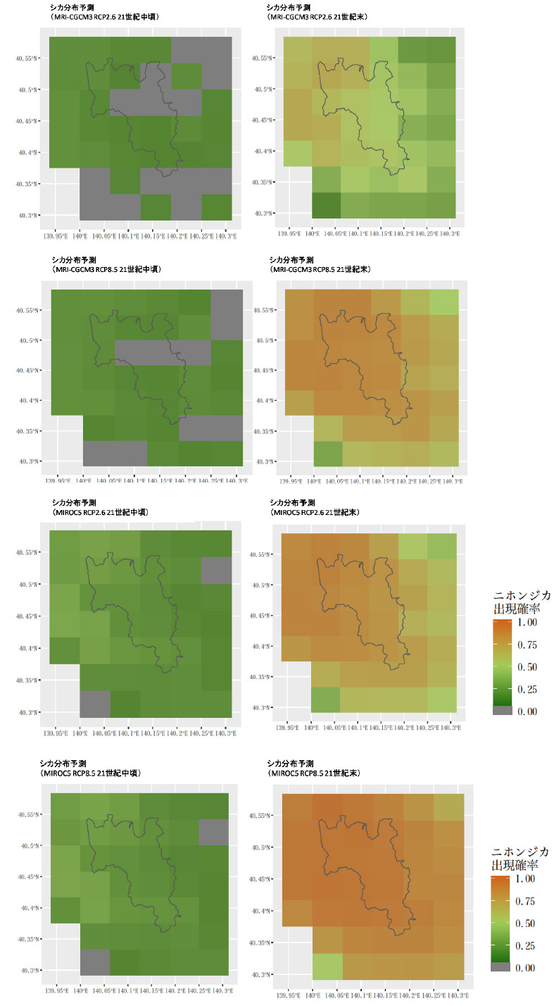 白神山地におけるニホンジカの将来分布ポテンシャルマップ