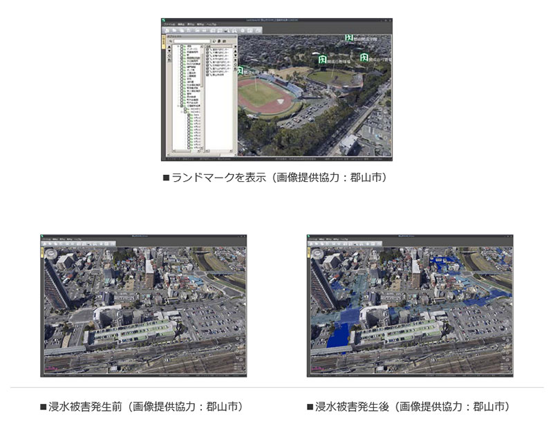 LandViewer NXで描写したハザードマップ