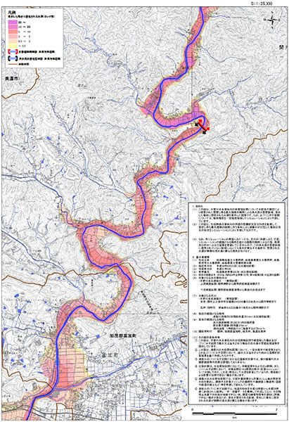 想定最大規模[L2]における水害危険情報図の作成例