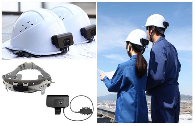 センサデバイスをヘルメットに装着した状態