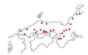 2020年度に車両避難計画を策定した箇所(青:新幹線、赤:在来線)